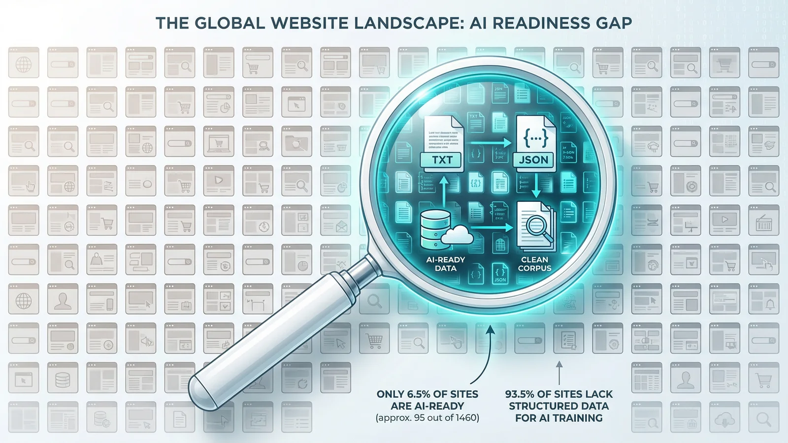 We Crawled 1,460 Top Websites for AI Readiness. Not One Got Full Marks.